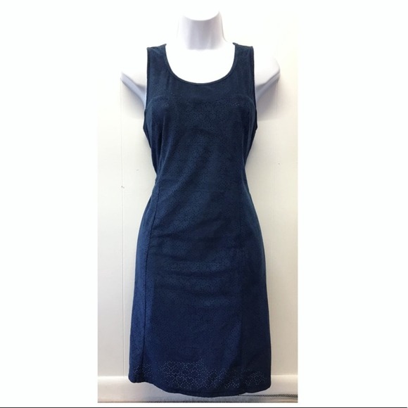 anina | Blue Suede Dress w/ Small Cut-Out Designs - Picture 5 of 8